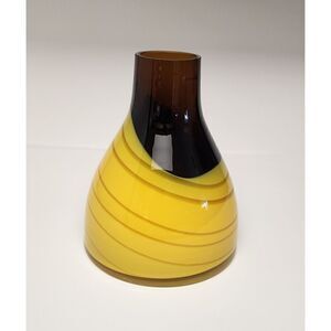 Zodax Heavy Art Glass Hand Blown Butterscotch And Mocha Vase 8.5”